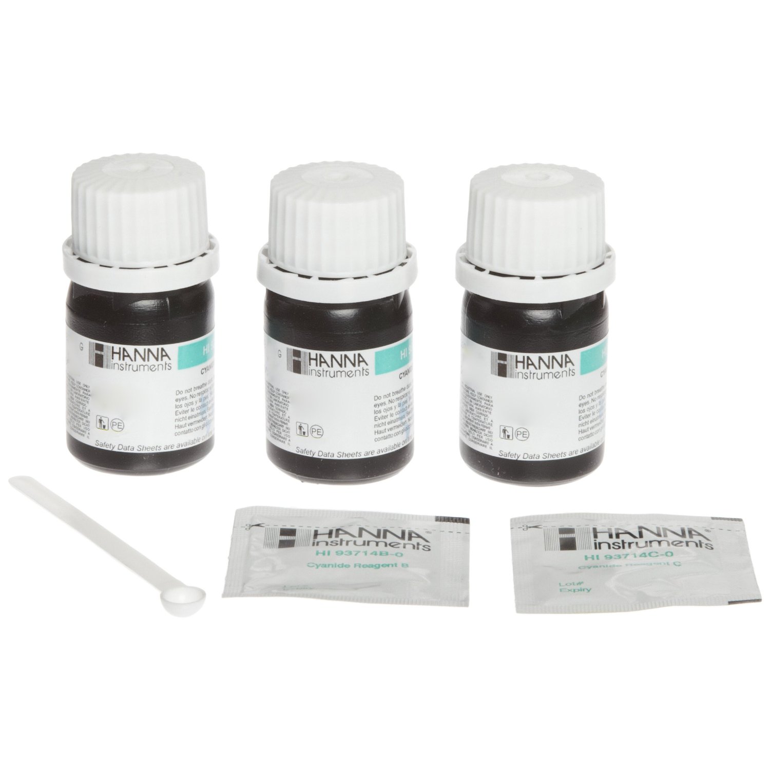 [:lt]HI93714-03 Cianido reagentai (300 testų)[:en]Cyanide, pyridine-pyrazalone method, Reagent kit for 300 tests (CN-)[:]