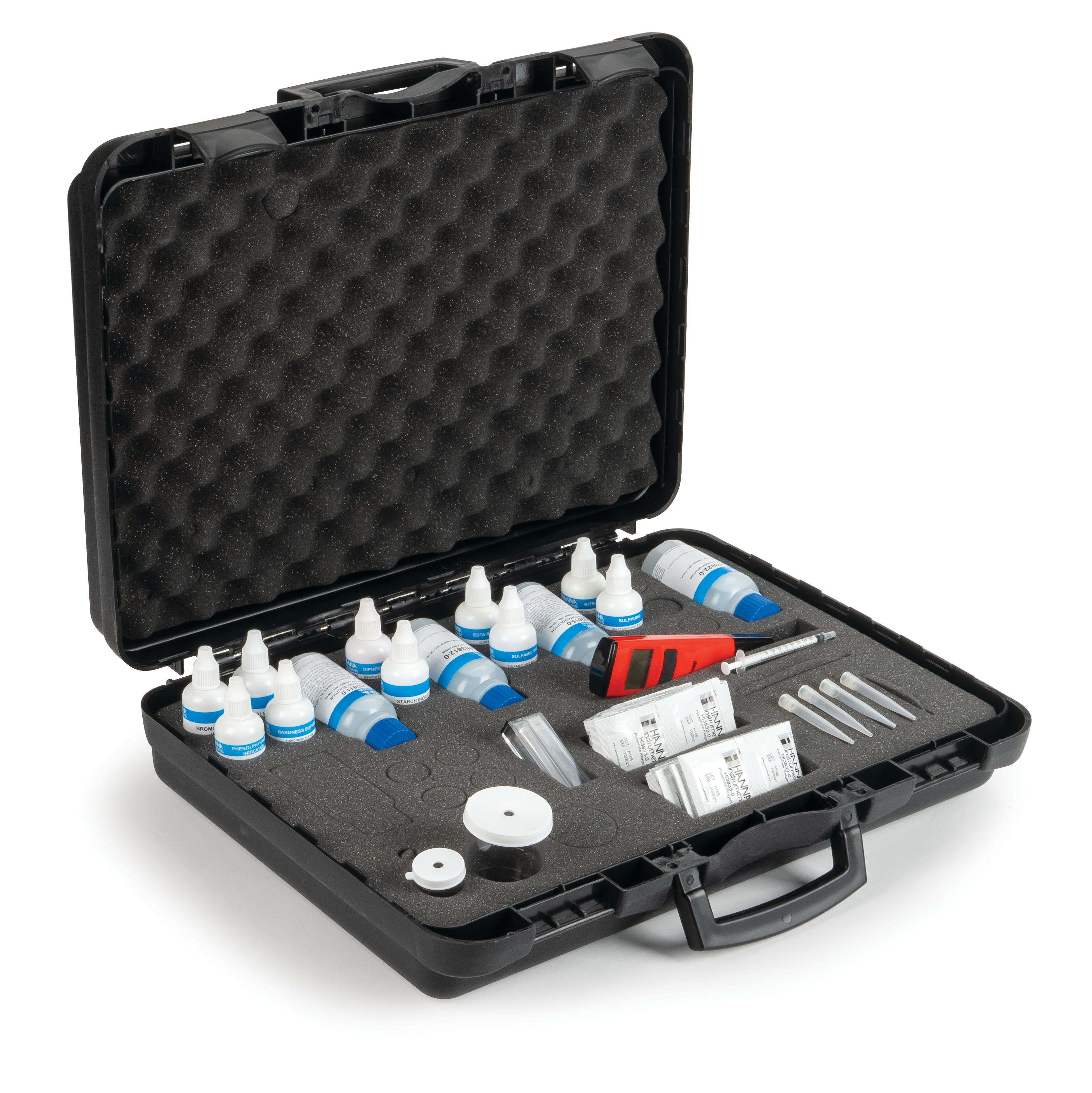 [:lt]HI3827 - Katilo testų rinkinys; šarmingumas, chloridai, kietumas, pH, fosfatai ir sulfitai[:en]HI3827 - Boiler test kit; alkalinity, chloride, hardness, pH, phosphate and sulfite[:]